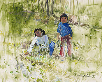Two Children in a Field by Arthur Shilling