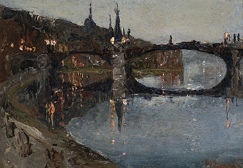When Night Meets Day, Bridge at Dinant par Henry Sandham