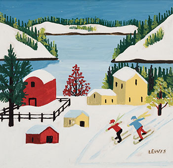 Skiing at Sandy Cove par Maud Lewis