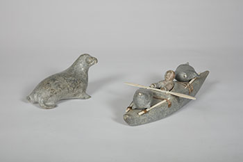 Grouping of stone sculptures by Unidentified Inuit Artist