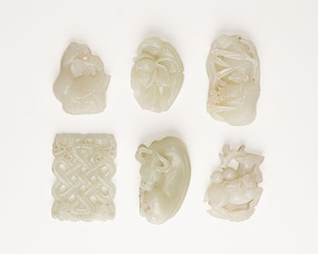 A Rare Chinese Study Group of Six White Jade Carvings, 18th/19th Century by  Chinese Art
