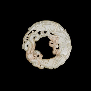 A Large Chinese Archaistic Greyish Celadon Jade ‘Dragon-Fish’ Pendant, Song Dynasty or Later by  Chinese Art