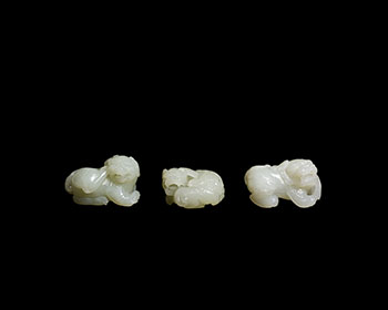 Three Chinese Jade Carved Fu-Lions, 19th Century by  Chinese Art