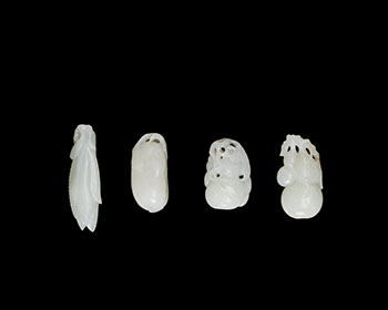 Four Chinese White Jade Carved Fruit and Flower Groups, 19th Century by  Chinese Art