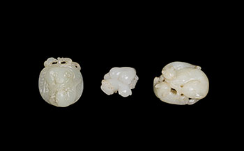 Three Chinese Jade Carved Cats Groups, 19th/20th Century by  Chinese Art