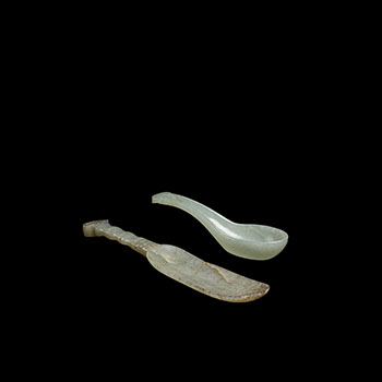 Two Chinese Jade Carved Spoons, 19th Century by  Chinese Art