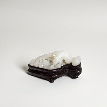 A Chinese White Jade Carved Squirrel and Grapes Group, 18th/19th Century by  Chinese Art
