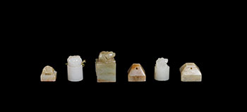 A Group of Six Chinese Jade Carved Miniature Seals, 19th/20th Century by  Chinese Art