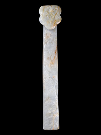 A Large Chinese Mottled Grey Jade Carved Ruyi Sceptre, 20th Century by  Chinese Art
