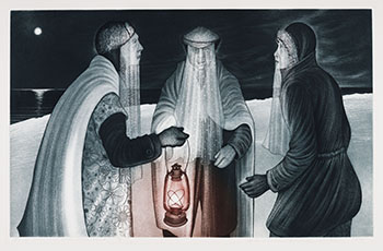 Three Mummers on Winsor's Point par David Lloyd Blackwood