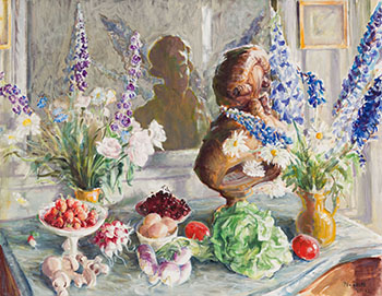 Fruit, Flowers, Vegetables and a Bust by Joseph Francis (Joe) Plaskett