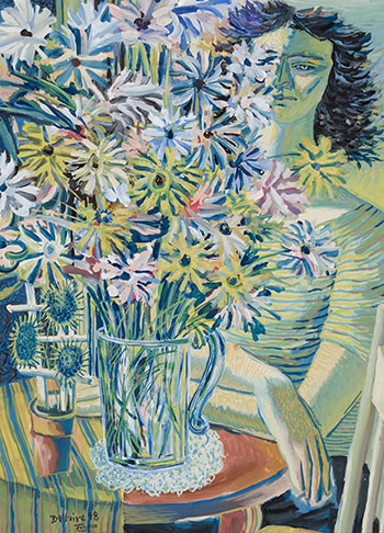 Femme et bouquet de fleurs by Jean-Philippe Dallaire