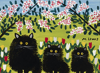 Three Black Cats by Maud Lewis