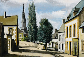 Tréboul, le clocher et la rue Vieille (Finistère) by Bernard Buffet