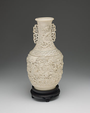 A Large Chinese Ivory Carved '18 Lohan' Vase, First Half 20th Century by  Chinese Art