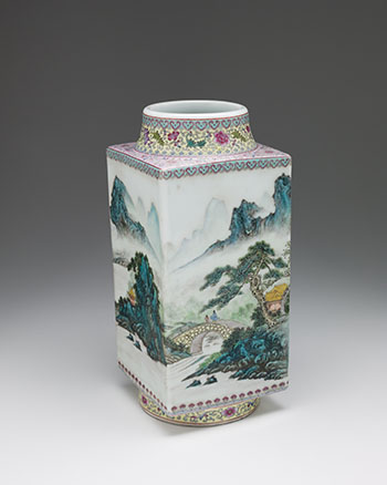 A Chinese Famille Rose 'Landscape' Vase, Qianlong Mark, Republican Period (1911-1949) by  Chinese Art