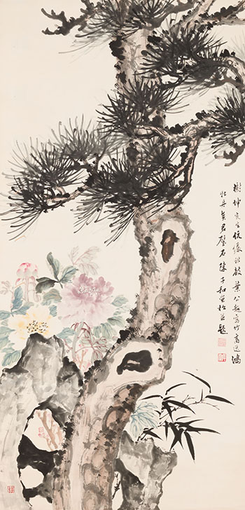 Pine, Bamboo and Rocks with Chen Zihe by Huang Junbi