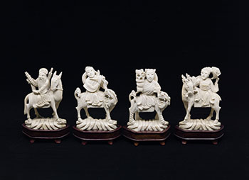 Four Chinese Ivory Carved Figures of the Daoist Immortals by  Chinese Art