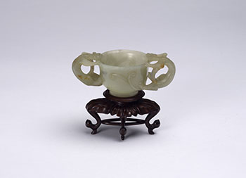 Chinese Pale Celadon Jade Dragon Cup, 19th Century by  Chinese Art