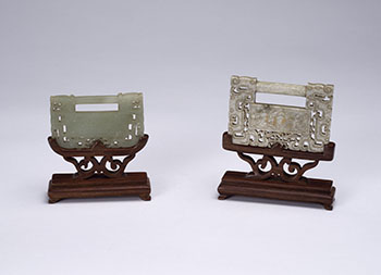 Two Chinese Jade Lock Form Pendants, 19th Century by  Chinese Art