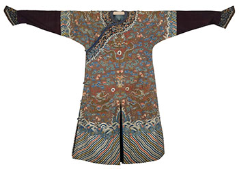 A Chinese Apricot Ground Silk Kesi Dragon Robe, Mid 19th Century by  Chinese Art