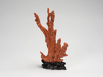 A Large Chinese Coral Carved Figural Group, Late Qing Dynasty by  Chinese Art