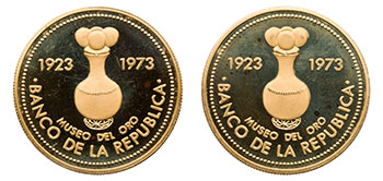 Two Republic Gold Proof 1500 Pesos 1973, 