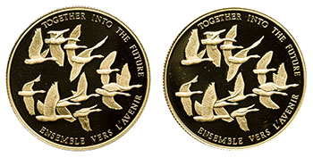 Two Elizabeth II Gold Proof 100 Dollars, “Canadian Unification” par  Canada