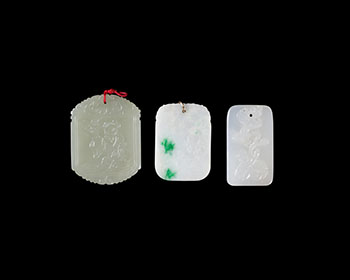 Three Chinese Jade and Jadeite Carved Rectangular Plaques, 19th Century by  Chinese Art