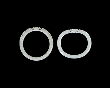 Two Chinese White Jade Carved ‘Dragon’ Bangles, 18th/19th Century by  Chinese Art