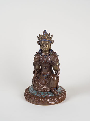 A Chinese Gilded Café-au-Lait Porcelain Figure of a Kneeling Bodhisattva, 18th/19th Century by  Chinese Art