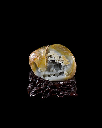 A Chinese Mottled Celadon 'Landscape' Boulder, 20th Century by  Chinese Art