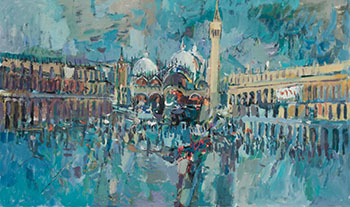 St. Mark's Square in the Rain by Gordon Appelbe Smith