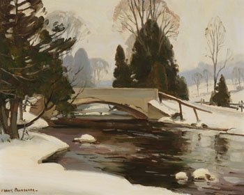 Winter Scene with Bridge par Frank Shirley Panabaker