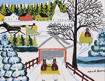 Covered Bridge in Winter par Maud Lewis