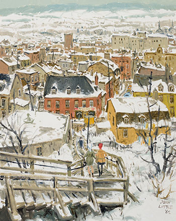 Les escaliers contre rue Lavigueur et rue Arago Est, Québec by John Geoffrey Caruthers Little