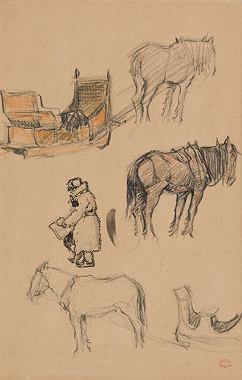Étude de chevaux, Baie St. Paul par Clarence Alphonse Gagnon