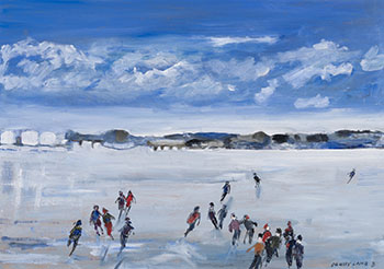 Skaters on the Saint John River, Fredericton by Molly Joan Lamb Bobak