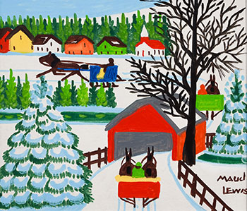 Covered Bridge in Winter par Maud Lewis