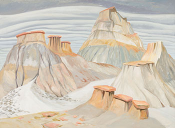 Badlands with Temple and Mushrooms par Doris Jean McCarthy