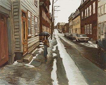 Une journée humide - Rue Latourelle - Québec par John Geoffrey Caruthers Little