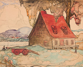 Maison au toit rouge by Marc-Aurèle Fortin