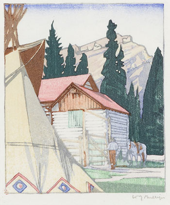 Corral at Banff by Walter Joseph (W.J.) Phillips