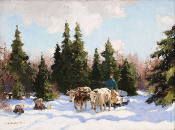 Oxen and Logs by Frederick Simpson Coburn