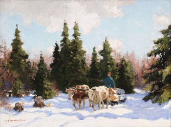 Oxen and Logs par Frederick Simpson Coburn