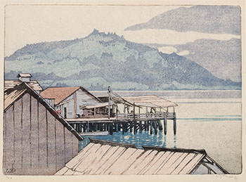 The Waterfront, Alert Bay, BC par Walter Joseph (W.J.) Phillips