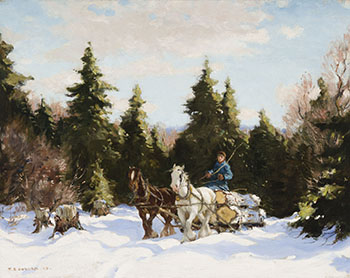 A Team of Horses Hauling Logs par Frederick Simpson Coburn