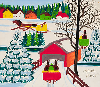 Covered Bridge in Winter par Maud Lewis