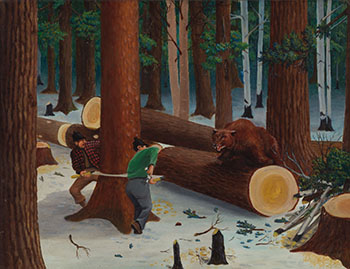 Loggers Attacked by a Bear by 20th Century Canadian School