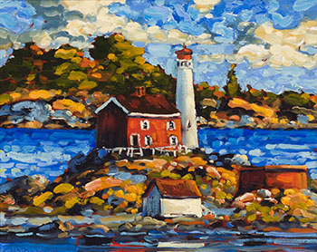 Autumn, Fisgard lighthouse by Rod Charlesworth